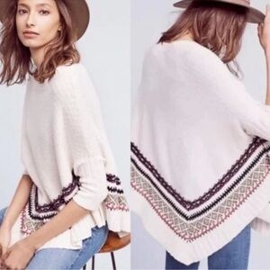 Anthropologie Sleeping on Snow Woodland Crochet Poncho